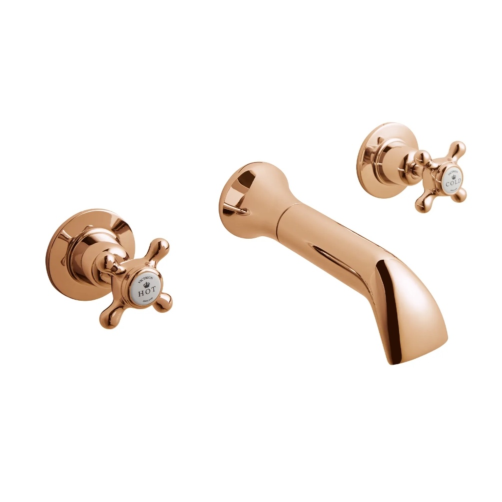 BC Designs Victrion Crosshead Copper Wall Mounted Basin Mixer Cut out